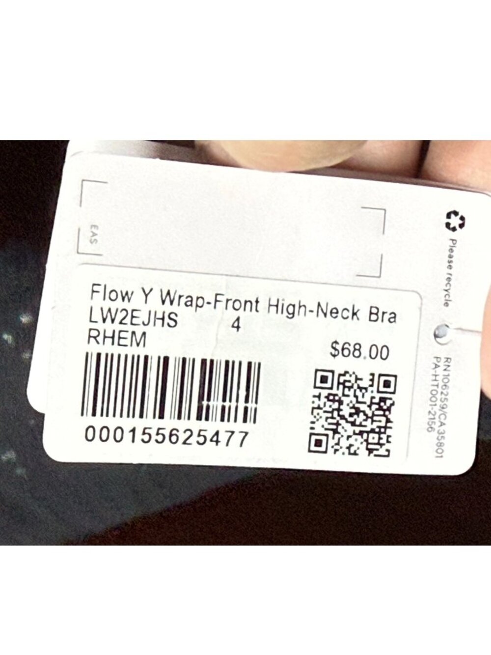 Lululemon Womens Black Sport Bra Flow Y Wrap Front High Neck W2EJHS Sz 4 B/C NWT - Picture 9 of 12